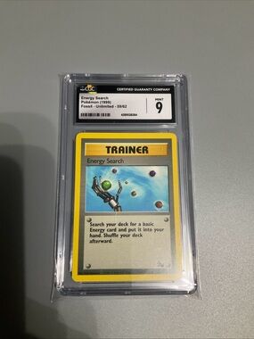 Pokémon Trainer Card - Energy Search (Fossil) - Yellow Border